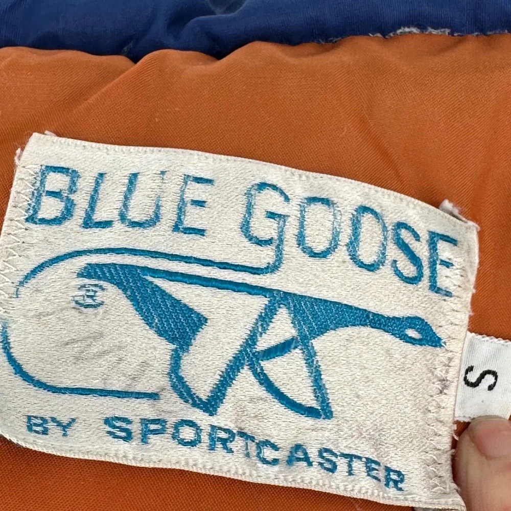 Vintage Sportcaster Goose Down Men Puffer Jacket Western Orange Yoke Blue S READ